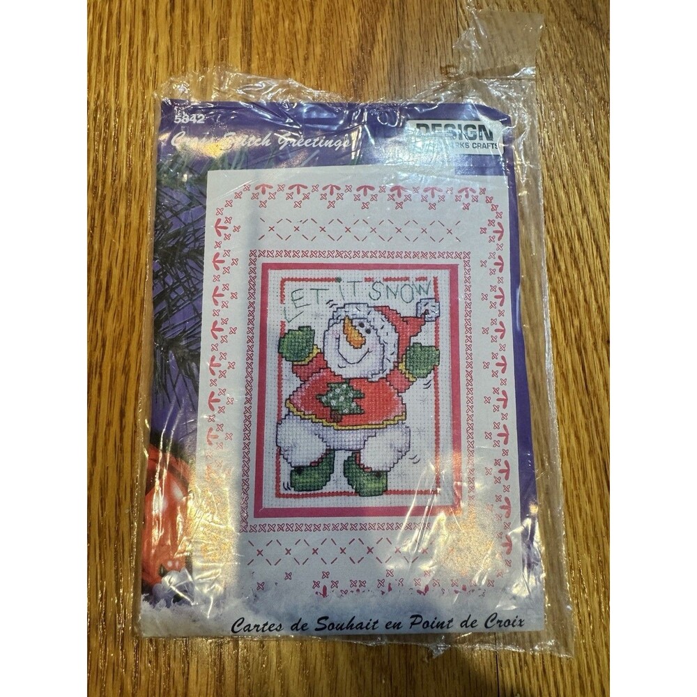 New but opened Design Works Crafts Cross Stitch Kit 5842 Snowman Holiday Card
